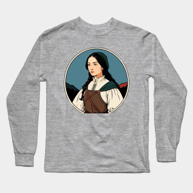 Young Medieval Peasant Woman Long Sleeve T-Shirt by CursedContent